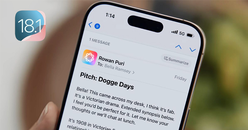 Tóm tắt email trên iOS 18.1 với Apple Intelligence