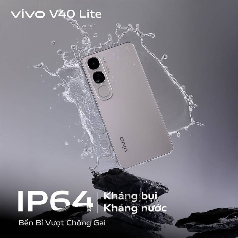 Vivo V40 Lite đạt chuẩn kháng nước và bụi IP64