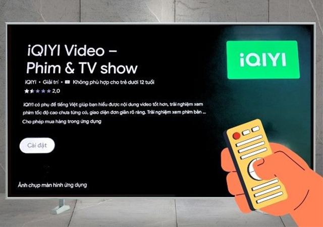 Chọn vào ô Cài đặt rồi đợi hệ thống tải ứng dụng iQIYI về