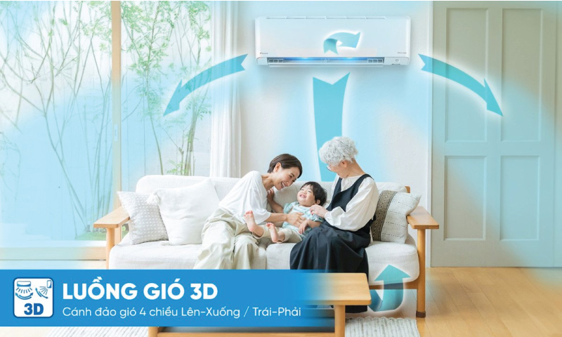 Luồng gió 3D phân bổ hơi lạnh đồng đều