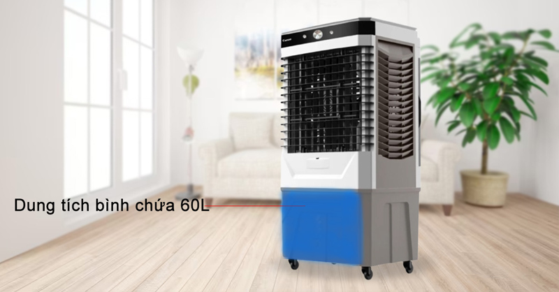 Bình chứa nước dung tích lớn 60 lít giúp kéo dài thời gian sử dụng