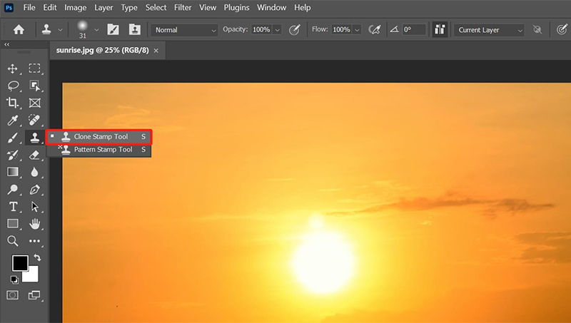 Chọn công cụ Clone Stamp Tool