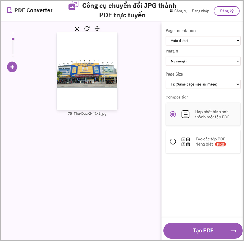 Trang web PDF Converter chuyển đổi ảnh JPG sang PDF