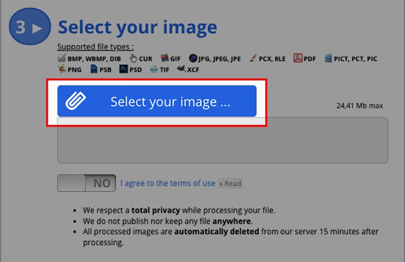 Tại mục “Select your image”, bạn chọn “Select your image”