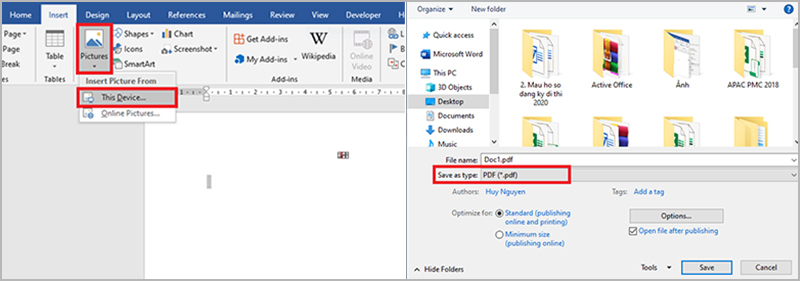 Microsoft Word chuyển đổi ảnh JPG sang PDF 