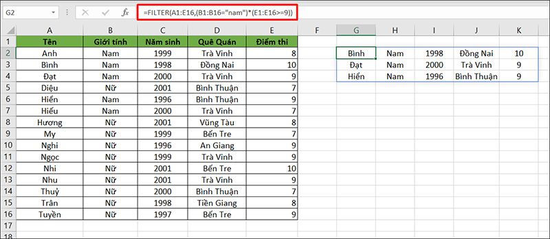 Hàm FILTER trong Excel dùng để làm gì?