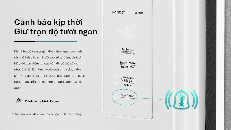 Tủ Đông 288 Lít FU286N3SS có thể cảnh báo nhiệt độ cao