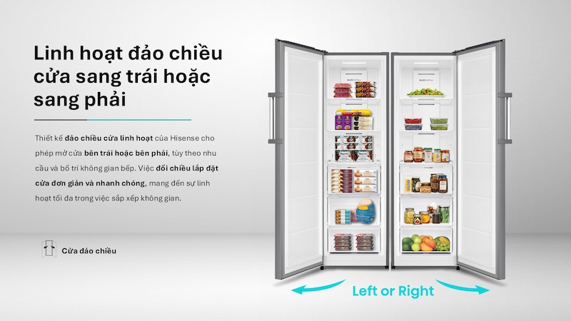 Tủ Đông Hisense 288 Lít FU286N3SS linh đảo chiều cửa