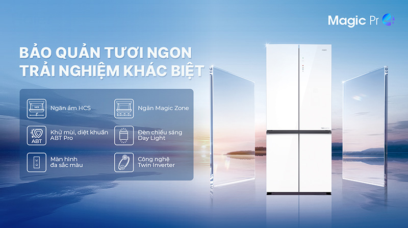 Tủ Lạnh Aqua AQR-M600XA(GC) màu trắng, mặt gương
