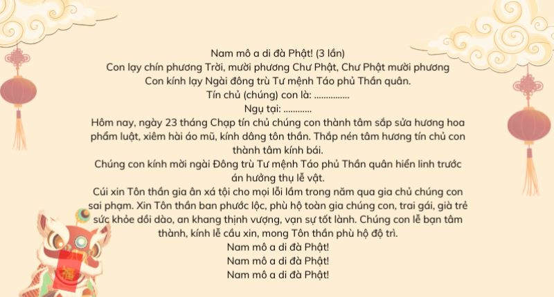 Văn khấn ông Công ông Táo theo sách nhà xuất bản Văn hóa thông tin