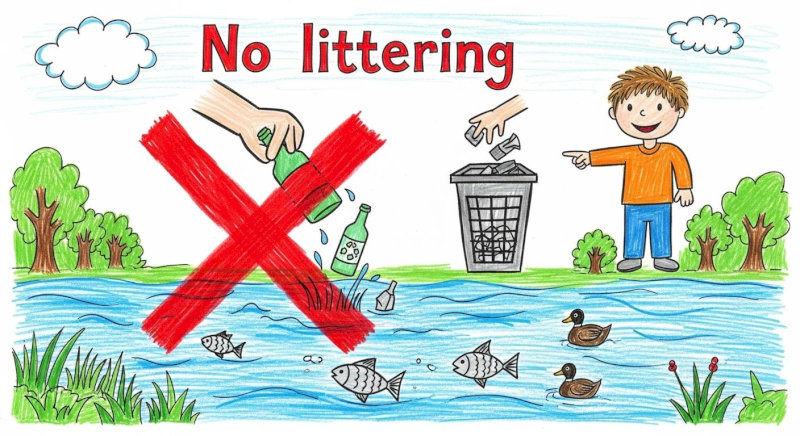 20 ý tưởng tranh vẽ không xả rác xuống sông, hồ, biển