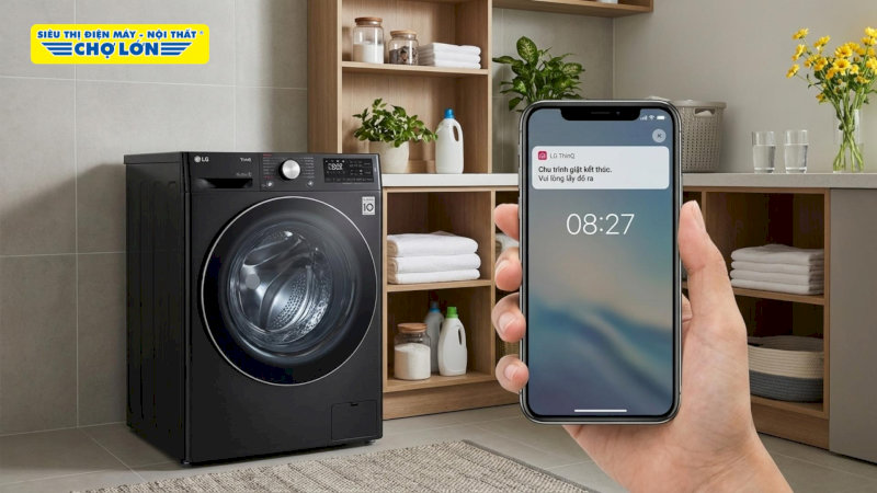 Bạn có thể lựa chọn chương trình giặt phù hợp sau khi kết nối máy giặt LG với điện thoại