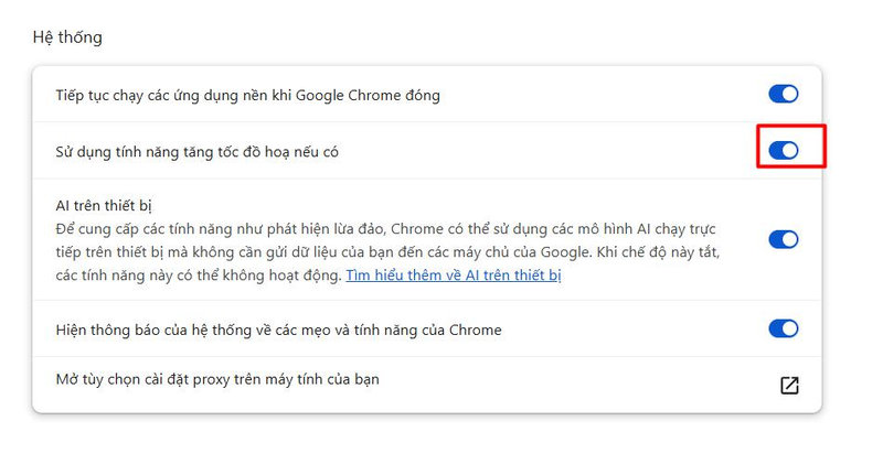 Bật tăng tốc phần cứng để tối ưu hiệu suất đồ họa Chrome