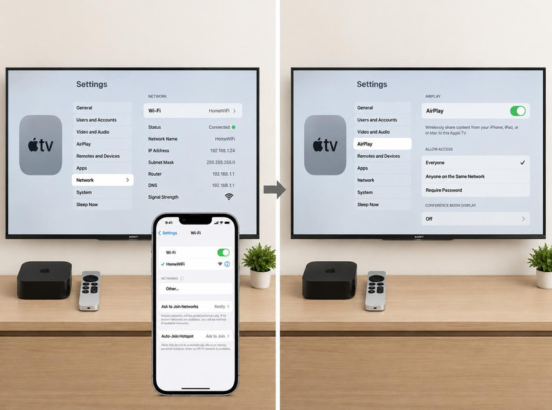 Bật tính năng AirPlay trong mục Cài đặt trên Apple TV