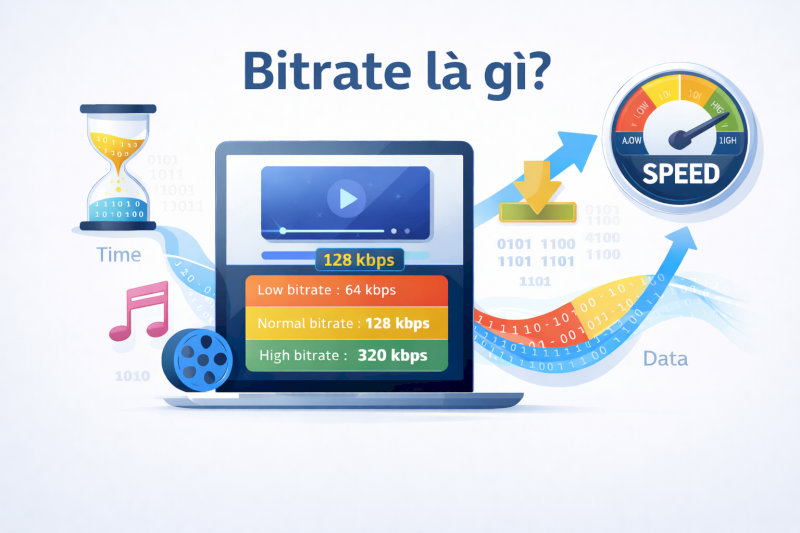 Bitrate là thước đo tốc độ truyền dữ liệu, quyết định trực tiếp chất lượng nội dung số