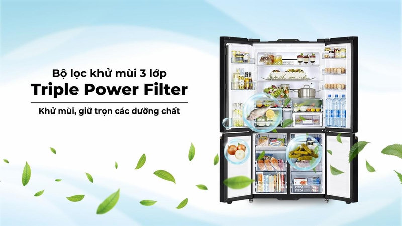 Bộ lọc khử mùi 3 lớp trong tủ lạnh Hitachi Inverter 569 Lít R-WB640VGV0 GMG