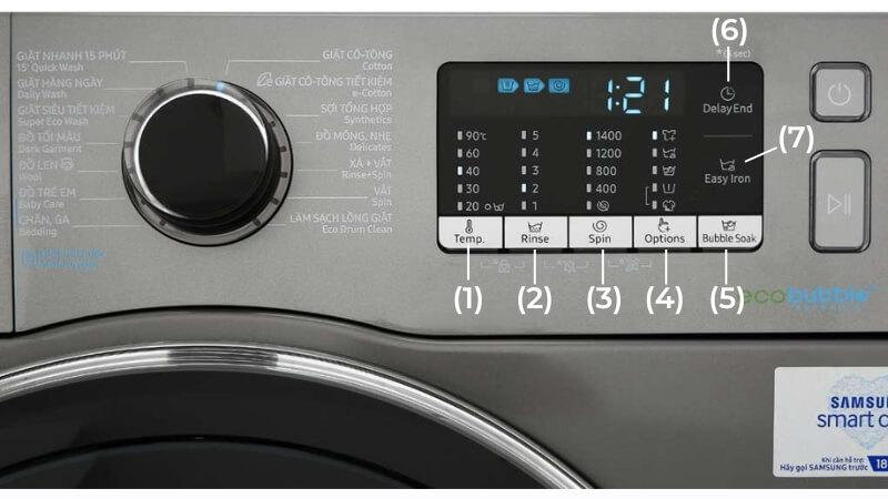 Các ký hiệu trên máy giặt Samsung cửa ngang