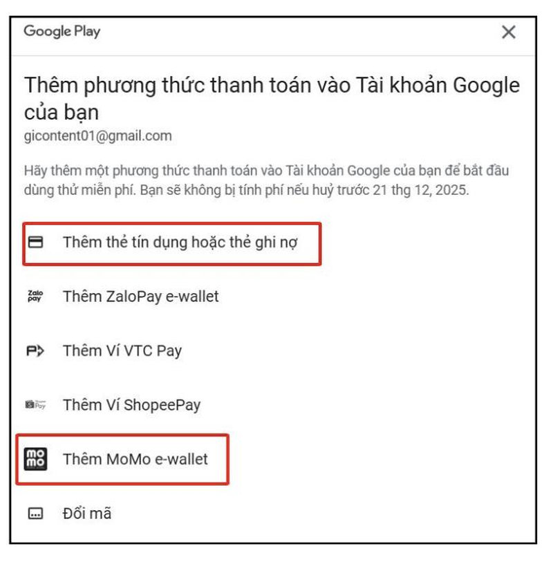 Các phương thức thanh toán đa dạng và linh hoạt được Google hỗ trợ tại thị trường Việt Nam.