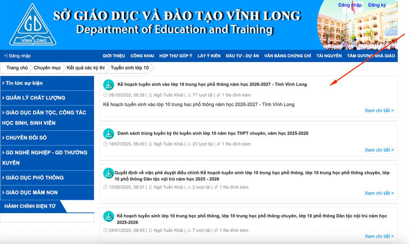 Các thông tin chính thức về điểm thi tuyển sinh sẽ được công bố tại đây