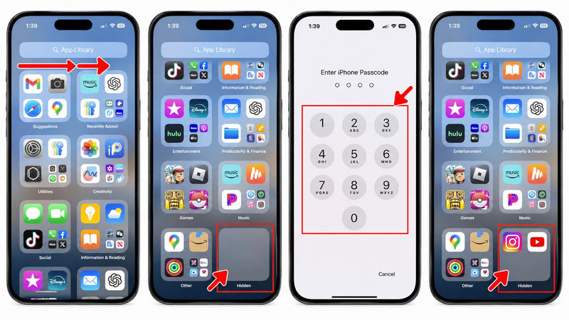 Bỏ ẩn ứng dụng trên iPhone trực tiếp qua thư viện ứng dụng