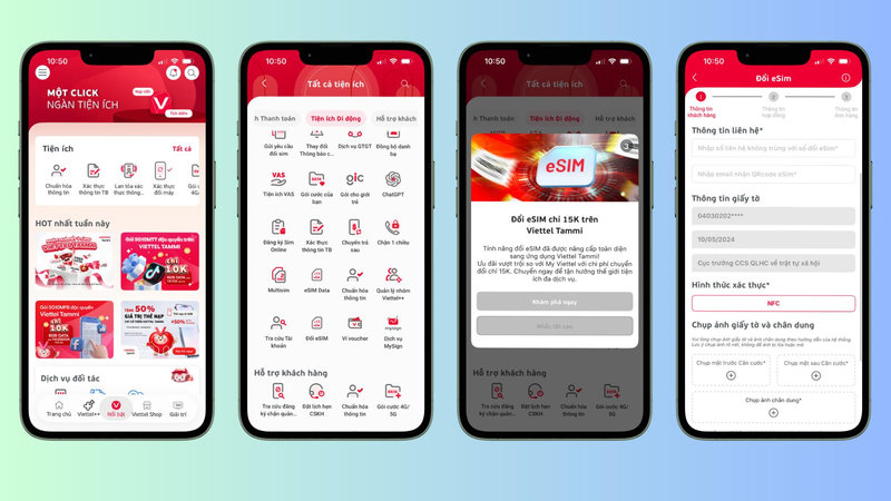 Ứng dụng My Viettel hỗ trợ chuyển eSIM ngay tại nhà nhanh gọn