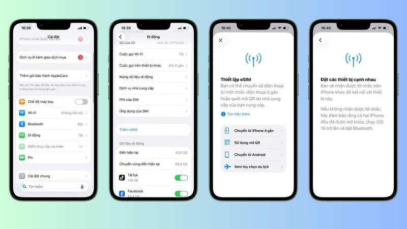 Hai iPhone đời mới có thể chuyển eSIM cho nhau không cần ra cửa hàng
