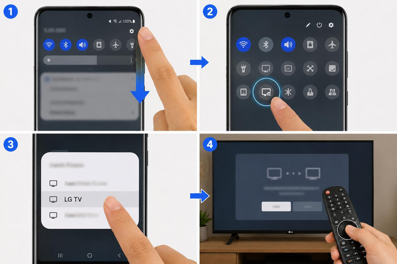 Screen Share phản chiếu màn hình điện thoại Android lên tivi LG