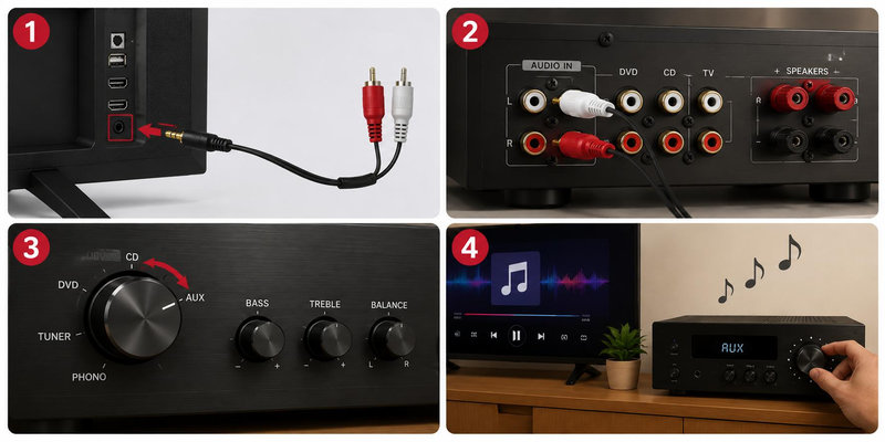 Dây 3.5mm sang RCA giúp tận dụng cổng tai nghe của tivi LG