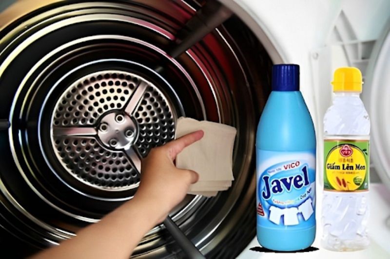  Giấm hoặc nước Javen đều có thể sử dụng để vệ sinh lồng giặt