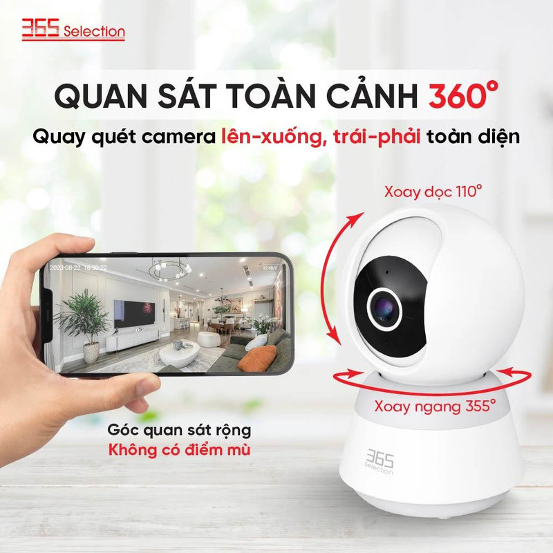 Khả năng quay quét linh hoạt giúp camera mở rộng góc quan sát toàn cảnh 360 độ