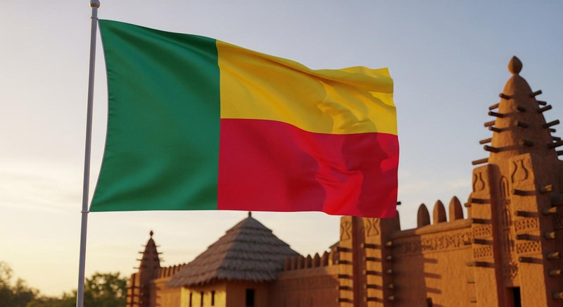 Cấu trúc phối màu bất đối xứng độc đáo trên quốc kỳ Benin gửi gắm niềm hy vọng về sự đổi mới đất nước toàn diện