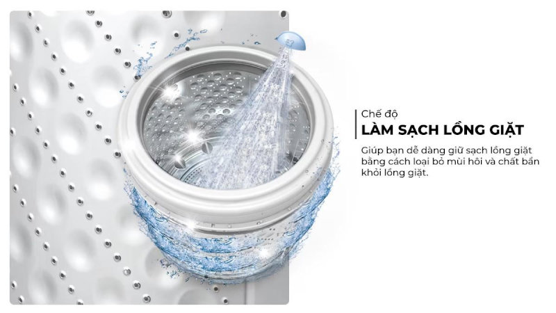 Chế độ tự làm sạch lồng giặt nhanh chóng, tiện lợi