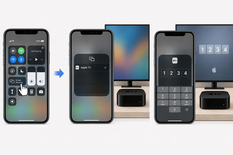 Chọn Apple TV trong danh sách để phản chiếu màn hình iPhone