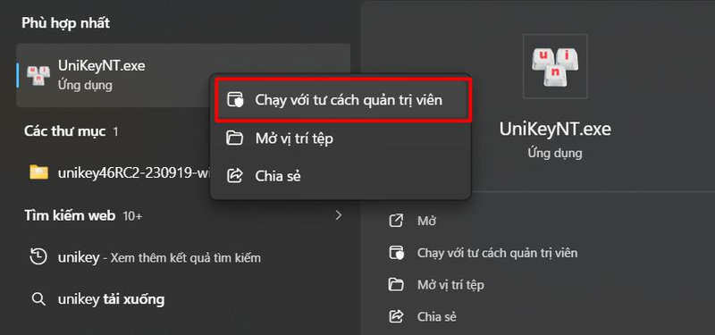 Chọn chạy với tư cách quản trị viên