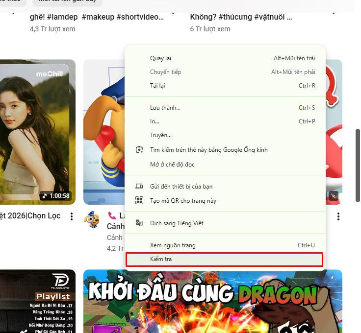 Chọn mở kiểm tra
