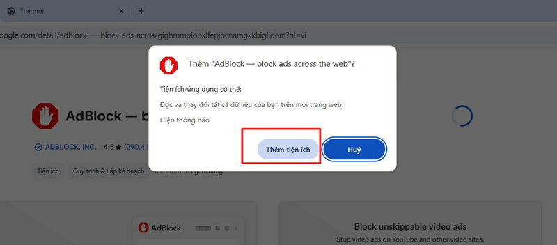 Chọn thêm tiện ích