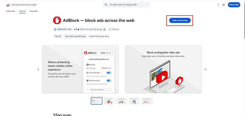 Chọn thêm vào Chrome và tick chọn thêm tiện ích