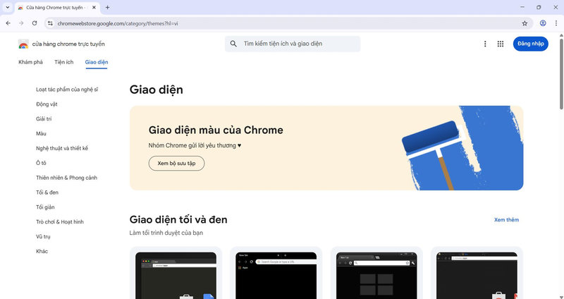 Chọn vào mục giao diện
