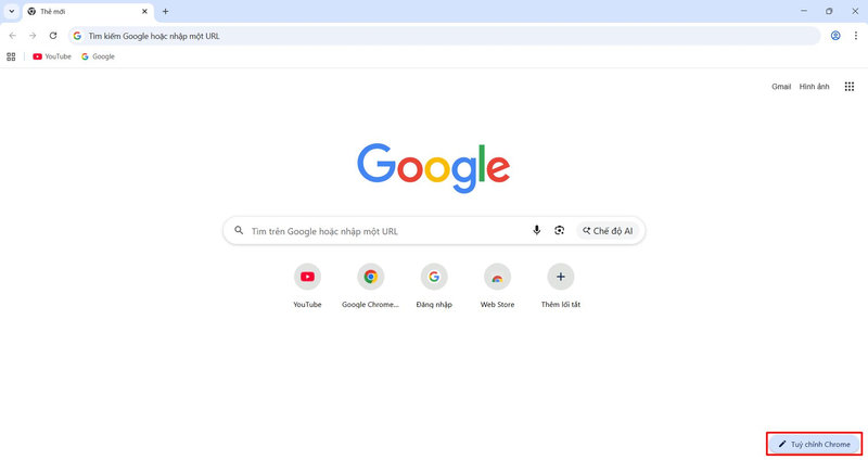 Chọn vào mục tùy chỉnh Chrome