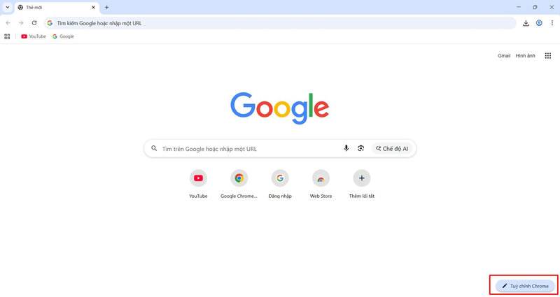 Chọn vào nút tùy chỉnh trên Chrome