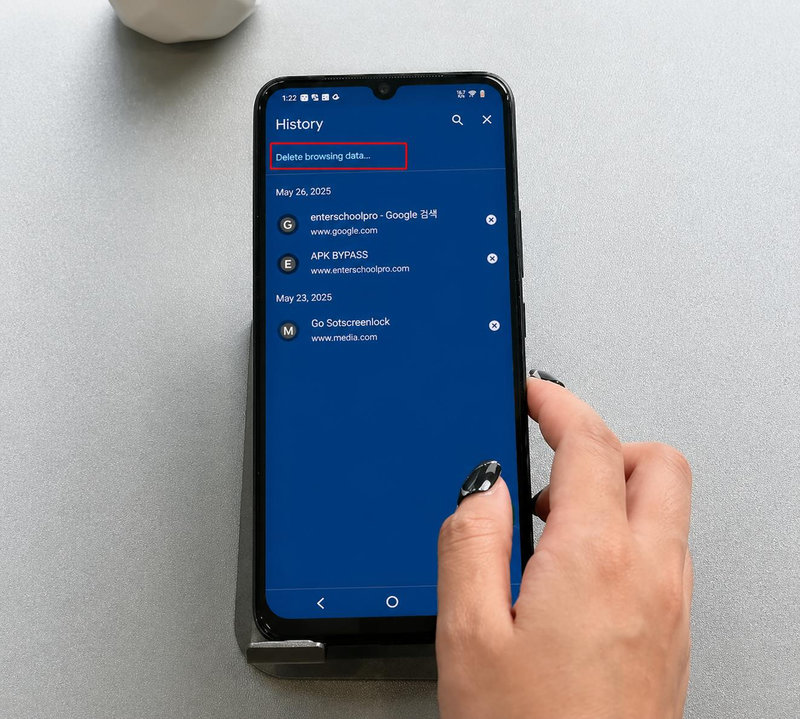 Chọn xóa dữ liệu duyệt web