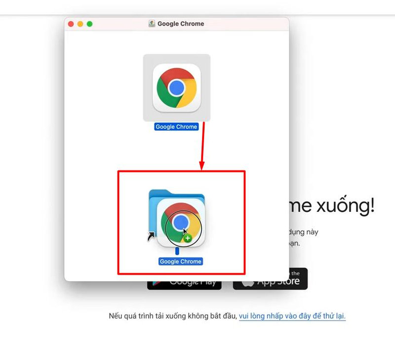 Chuyển Google Chrome vào Applications để cài đặt thành công
