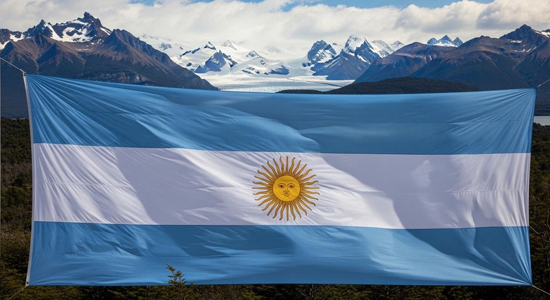 Cờ Argentina mang biểu tượng mặt trời tháng năm tỏa sáng rực rỡ
