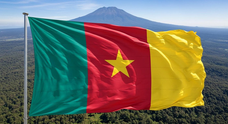 Cờ Cameroon mang thiết kế sọc dọc rực rỡ cùng ngôi sao vàng trung tâm