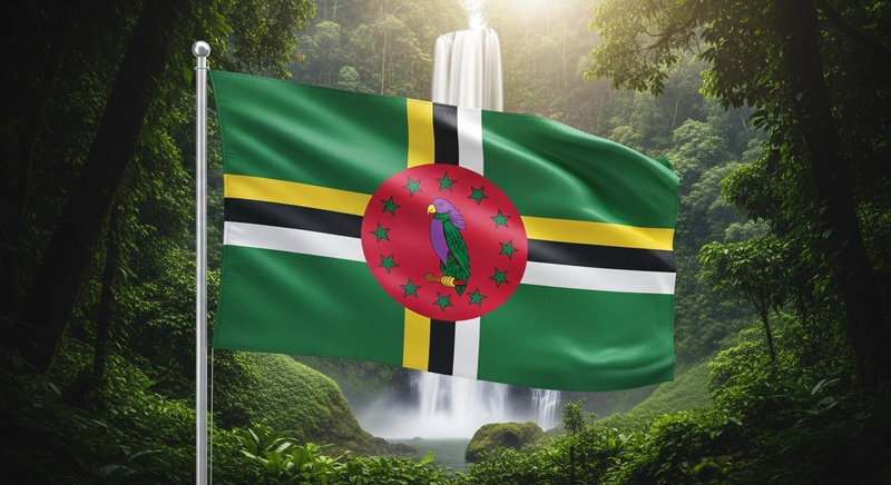 Cờ Dominica độc nhất vô nhị với hình ảnh chú vẹt Sisserou sắc tím