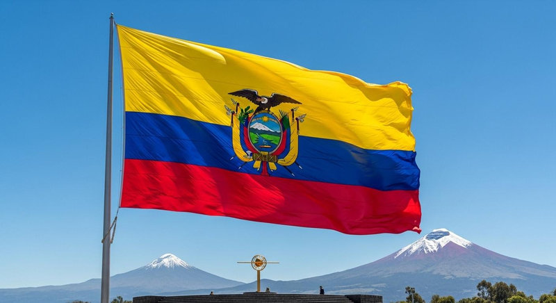 Cờ Ecuador ấn tượng với biểu tượng quốc huy trung tâm vô cùng chi tiết