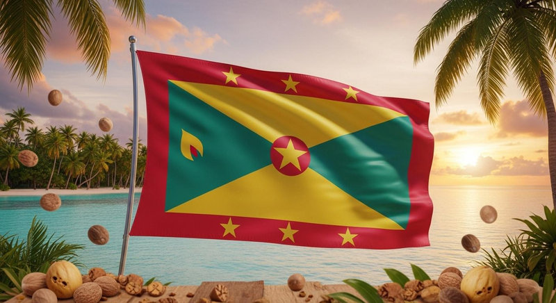 Cờ Grenada rực rỡ sắc màu cùng biểu tượng quả nhục đậu khấu đặc trưng