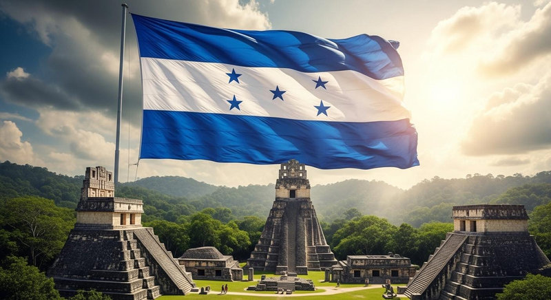 Cờ Honduras nổi bật với năm ngôi sao xanh đại diện cho vùng Trung Mỹ