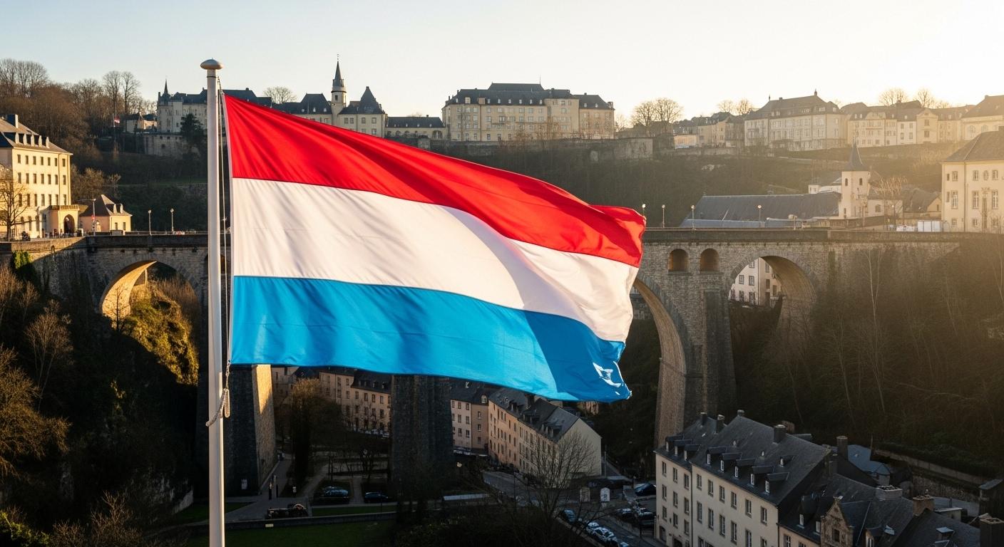 Cờ Luxembourg có ba dải sọc ngang với màu xanh lam nhạt đặc trưng
