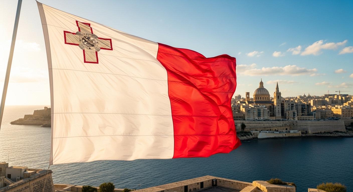 Cờ Malta tự hào mang biểu tượng Thánh giá George danh giá